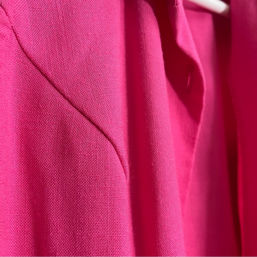 Vintage Habits Lagenlook Sleeveless Button-Front Pink Fuchsia Shirt Dress S-8P - Picture 6 of 7